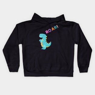 Cute blue dinosaur - Roar! Kids Hoodie